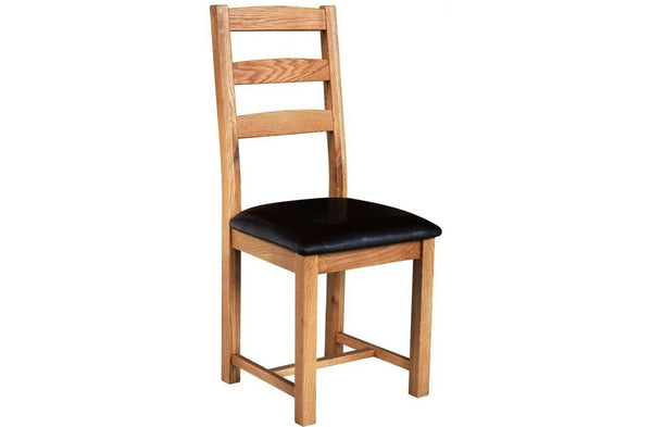 Grasmere Oak Slatted Chair with PU Seat - The Sofa Group