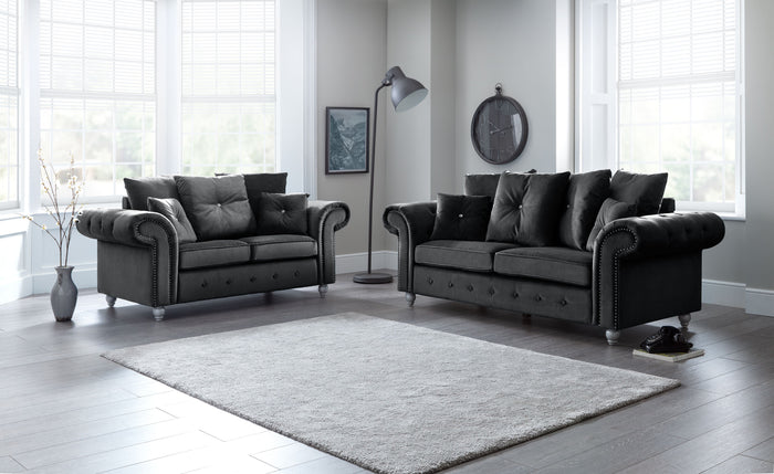 Napoli Black 3 and 2 Seater Set